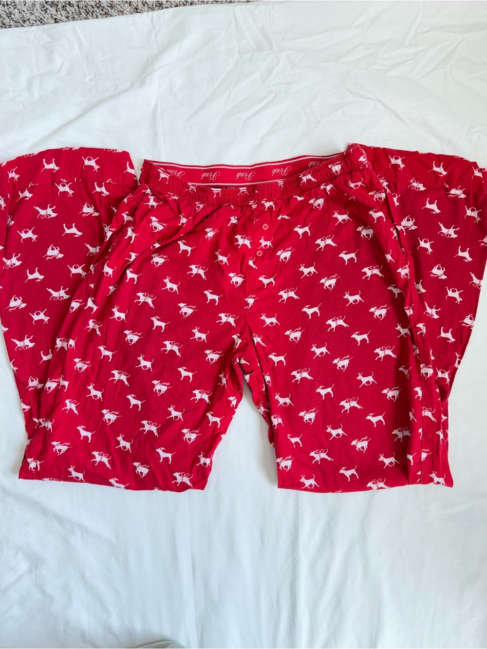 PINK Victoria's Secret Red Dog Print Kids Pajama Bottoms
